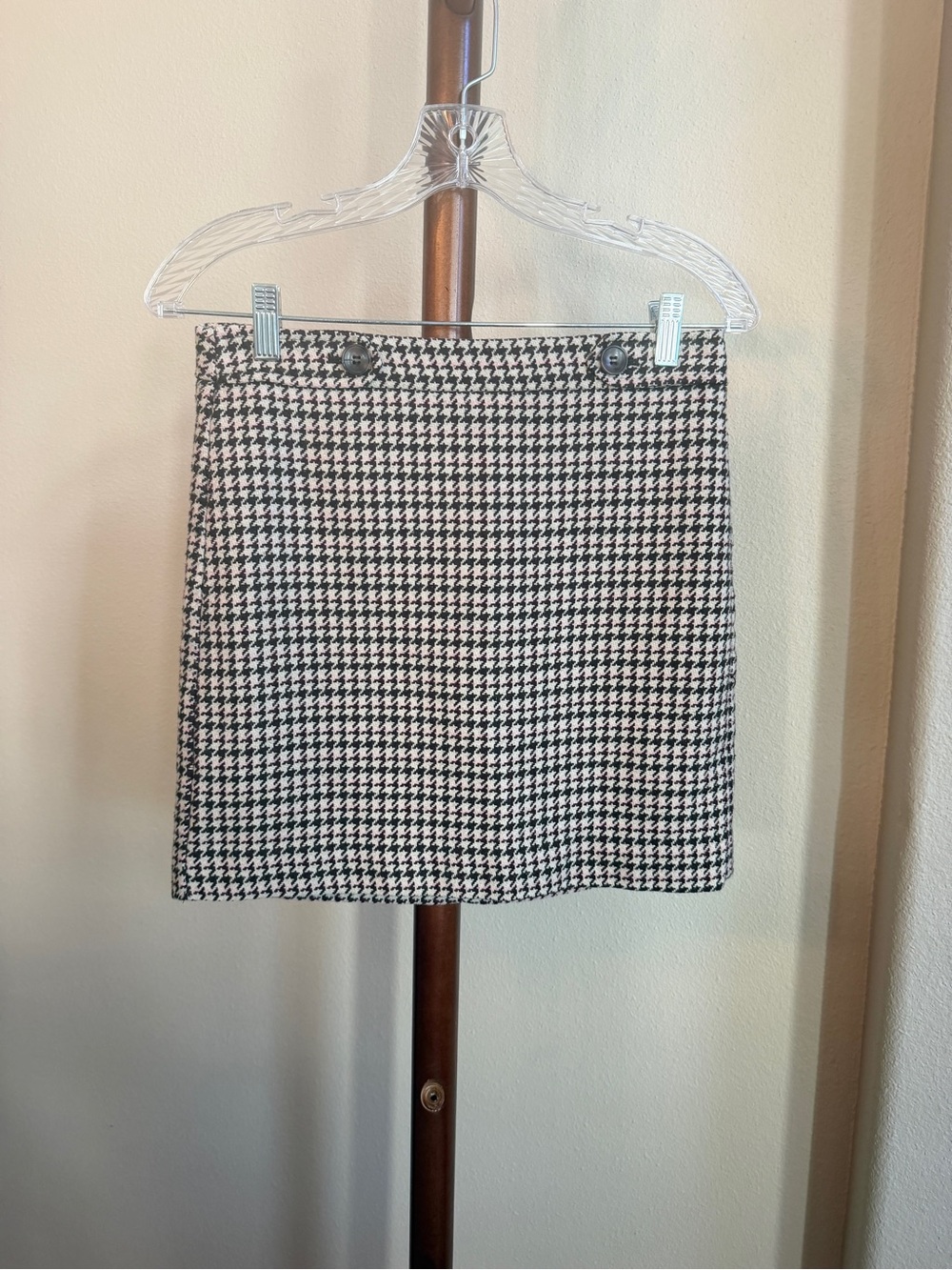 LOFT Petite Houndstooth Tweed Mini Skirt Pink Brown Size 2P